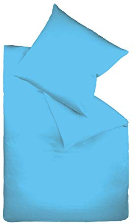 fleuresse Uni-Colours Bettwäsche-Set, Mako Satin, 100 Prozent Baumwolle, Fb. meeresblau, 155 x 200 cm