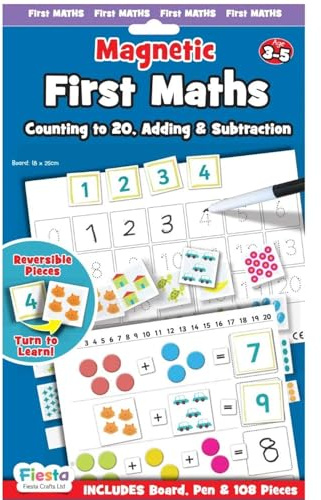 Magnetic First Maths Set by Fiesta Crafts - Magnetic Numbers and Activities For Faster Learning - Use on Magnetic Board or on the Fridge - Learn To Count, Add and Subtract, Solve Simple Sums