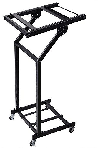 AW Adjustable Rack Mount Studio Equipment Rolling DJ Mixer Stand Stage Cart Music Party Show 12U