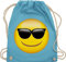 Turnbeutel Rucksack - Manga & Comic Zubehör - Emoticon Sonnenbrille / Sommer Sonne - Unisize - Hellblau - smile beutel smiley, sportbeutel umhängebeutel beuteltasche bag bags stoffbeutel tasche