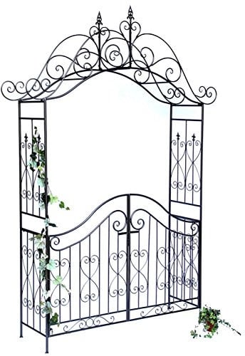 DanDiBo Rosenbogen mit Tor Pforte 131872 aus Metall Gartentor 282x160 cm Kletterhilfe Pergola Spalier Rosenhilfe Rankgerüst