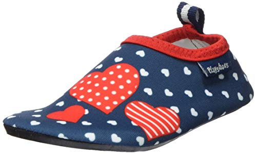 Playshoes Jungen Unisex Kinder Barfuß Badeslipper Aqua-Schuhe, Marine Herzchen, 20/21 EU