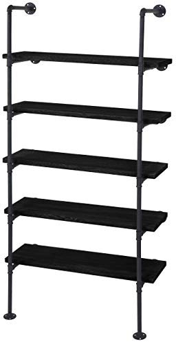 Standregal HWC-C45, Wohnregal Bücherregal Ablageregal, Industriedesign Holz Metall, 165x80x28cm - dunkelgrau