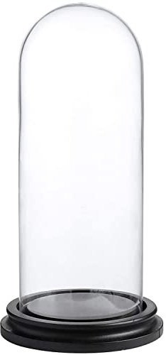 WHOLE HOUSEWARES Dekorative Vitrine mit Kuppel/Tischplatte aus klarem Glas, Glocke, Vitrine mit schwarzer MDF-Basis, 4 DX 10 H