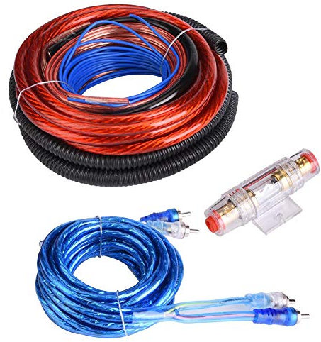 Car Audio Subwoofer Wire, 4 Guage 2800W Car Audio Subwoofer Amplifier Haut-parleur Fil d'installation Kit Câble Fusible Costume