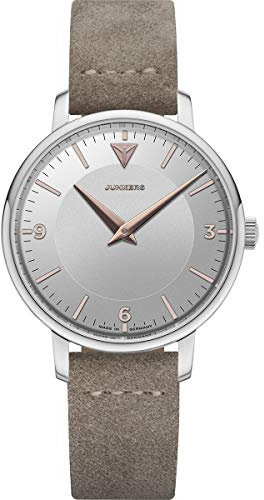 Junkers Therese Damen Analog Quarz Uhr Lederarmband Vintage Silber-rosé 9.01.01.07