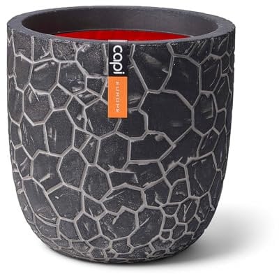 Capi Europe - Blumentopf Kugel Clay NL - 43x41 - Anthrazit - Öffnung Ø35 - Blumentopf für den Innen- und Außeneinsatz - Bruchsicher - 100% recycelbar - KATC933