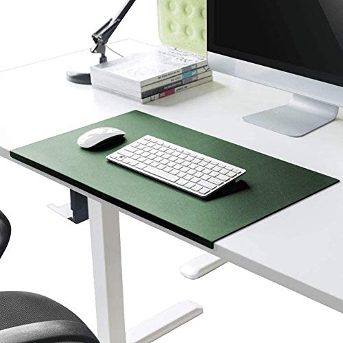 Schreibtischunterlage mit Kantenschutz gewinkelt / 90° abgewinkelt Rutschfeste Weichem Leder Schreibunterlage Mausunterlage für Büro Hause Office Laptop PC Pad, 60 x 40 cm, Grün