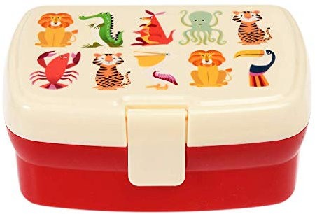 Rex London Lunchbox mit Tablett, buntes Kreaturen-Design