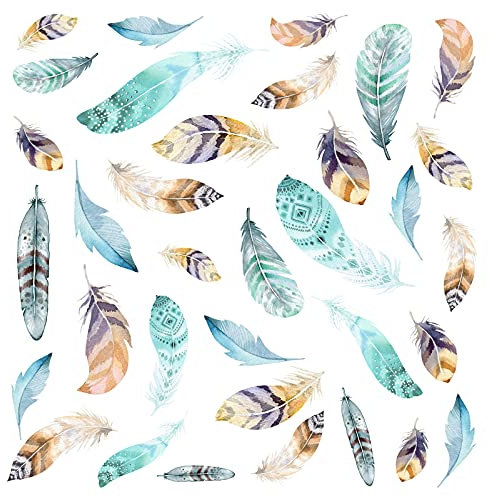 Little Deco Wandtattoo 30 Federn Mint Set Wandsticker für Kinderzimmer DL670A-Z1