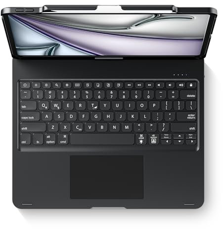 edaiser Funda giratoria con teclado para Apple iPad Pro de 12.9 pulgadas, 6ª generación, 5ª, 4ª y 3ª generación; funda giratoria con soporte para lápices, trackpad multitáctil, retroiluminado, color