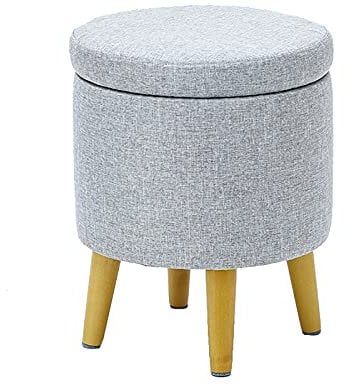 Ottoman Lagerung Runder Hocker Brust Gepolsterter Fußhocker Hocker Bettende Bank Schuhbank Kinder Spielzeugkiste Hocker Melken,Light Gray B