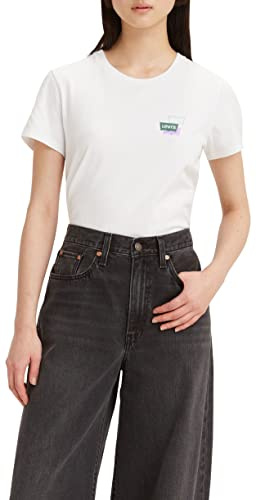 Levi's Women's The Perfect Tee- Chest Batwing Logo T-Shirt, Mini Batwing Bright White, XXS