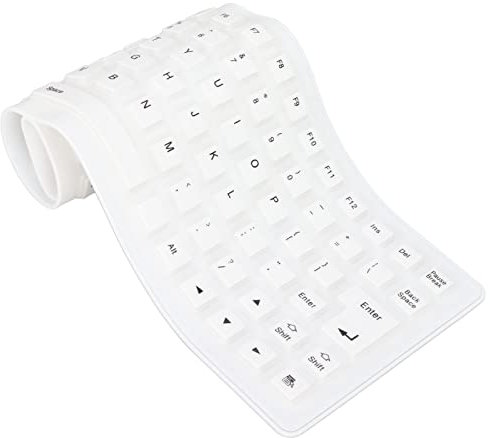 Clavier Muet à 85 Touches, Clavier Filaire en Silicone USB, Clavier en Silicone Souple étanche et Antipoussière, Clavier de Jeux Pliable, Clavier Tactile Doux pour Ordinateurs Portables PC(blanche)