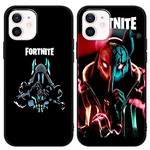 [2 Pack] Hülle für Apple iPhone 12/12 Pro 6,1 Zoll, Silikon Weich TPU Case Handyhülle für Hülle Motiv Schutzhülle für iPhone 12, 01