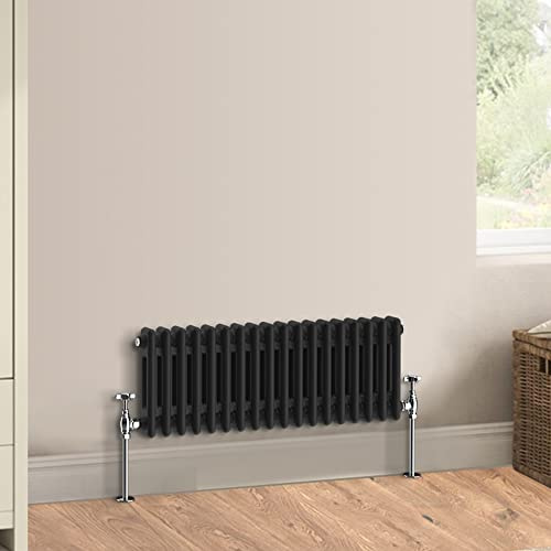 Warmehaus Cast Iron Style Black 2 Column Horizontal Radiator 300 x 830mm