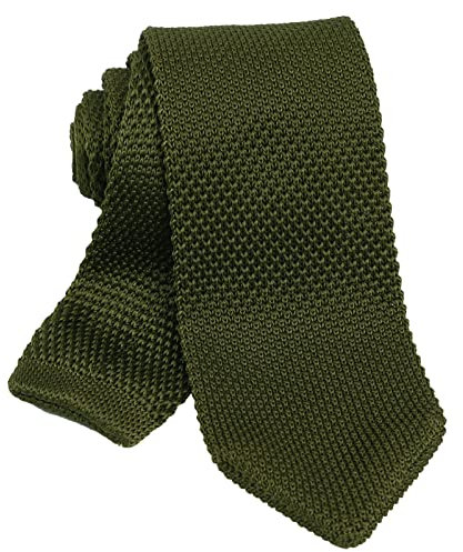 Alizeal Strick Krawatte für Männer, Solide Schlanke Lässige Gestrickte Krawatten, Armee Grün