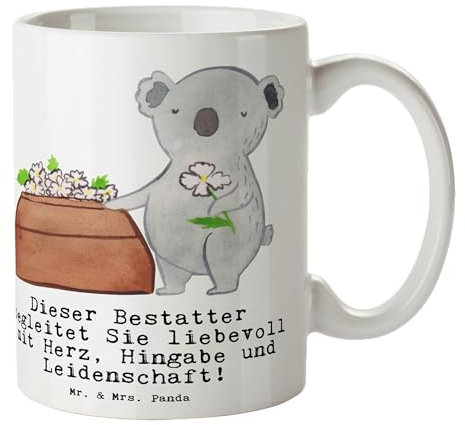 Mr. & Mrs. Panda Tasse Bestatter Herz - Geschenk, Tasse bedrucken, Kaffeetasse, Firma, Kollegin, Kaffeetassen, Dankeschön, Kollege, Geschenk Tasse
