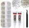 Rhinestones for Crafts, Clear Flatback Nail Gems, Kaluofan 1728 PCS Rhinestones with B7000 Glue Tweezers and Picking Pen, Silver and Iridescent 2 Style, for Crafts Nail Earring Phone Cases Clothes