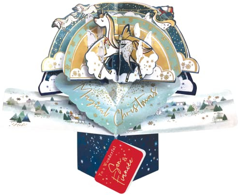 Son & Fiancee Christmas Card 3D Unicorn Pop Up Christmas Card Xmas Cards POP063X62