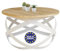Lumarc Firenze, Couchtisch Rund aus Massivholz Eiche und Stahl Handgefertigt, Wohnzimmertisch, Coffee Table, Weiß, 65x40 cm, Langlebig & Stilvoll