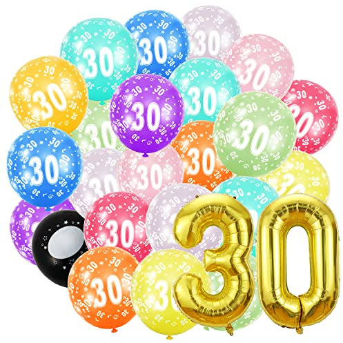 Geburtstag zahlen luftballon 30 jahre und 20Pcs 30cm Luftballons- Folienballon in 40-101cm Geburtstagsdeko - Ballon Zahl Deko zum Geburtstag fliegt mit Helium für Männer Frauen 30.Geburtstagsparty