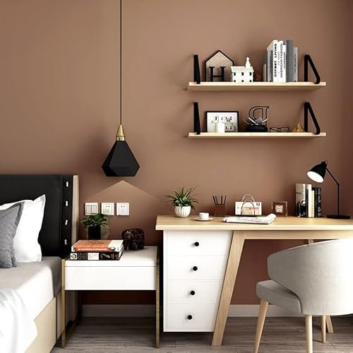 SAIMEYI Papier peint intissé dans le café, papier peint uni marron. Papier peint pour chambre à coucher, café, salon.