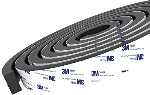 Tapel Draught Excluder Weather Stripping Foam Tape with 3M 9448 Adhesive - Super Strength Sealing Tape for Door Window Draft Seal Sound Insulation - 6 mm (W) x 3 mm (T) - 2 Rolls Total Length 8m