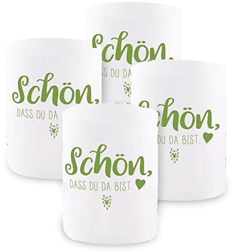 Windlicht Deko, 12 Stück Mini Tischlichter Kerzen Deko als Tischdeko für Junge und Mädchen Kommunion Konfirmation Taufe Hochzeit Geburtstag Teelichter, ca. 8,0 x 10,0 cm (Grün)