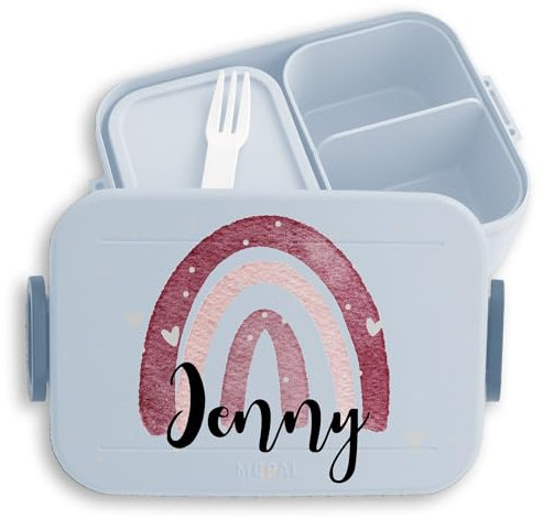 Kinder Bento Box Midi für Mepal Bentobox - Brotbox Regenbogen Lunchbox Rainbow Vesperbox I - 900 ml - Hellblau - brotdose schule mädchen personalisierte vesperdose personalised bento-lunchbox