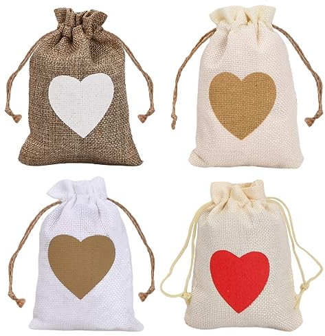 20 Stück Kleine Sackleinen Taschen mit Kordelzug, Jute-Geschenktüten, Drawstring Burlap Bags, Small DIY Craft Drawstring Bags, Leinensack für Hochzeit Geburtstag Halloween Weihnachtsfeier
