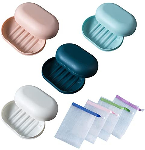 JOEBO 4 pièces Porte-Savon Porte-Savon de AAA boîte à Savon de AAA Contenant de Savon avec Couvercle étui à Savon de AAA for Douche AAA randonnée Salle de Bain école Salle de sport/585