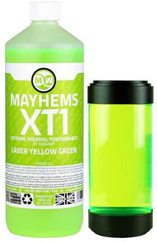 Mayhems - XT1 Premixed PC Coolant - Computer Water Cooling Fluid - Liquid Cooling, Thermal Performance Series, 1 Litre, Laser Yellow Green