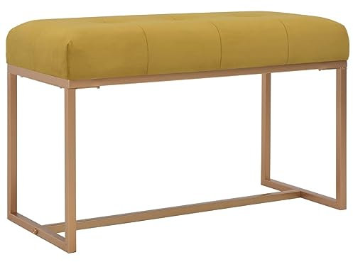 Makastle Senfgelb Samt Bank Sitzbank Polsterbank Bettbank Betthocker Sitzhocker Flurbank Beistellbank Garderobenbank Schuhbank für Schlafzimmer Wohnzimmer, 80 cm