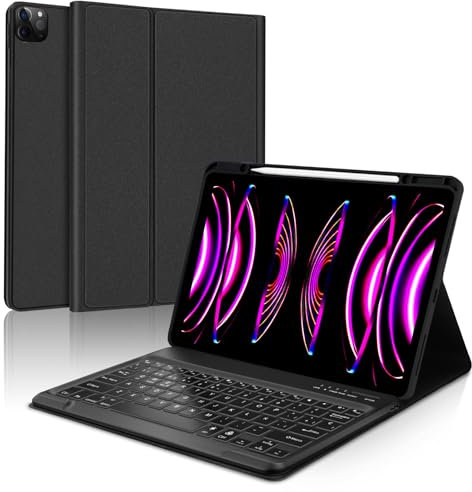 IVEOPPE Teclado iPad Pro 12.9 Español, Funda Teclado Bluetooth Desmontable para iPad Pro 12.9 6 Gen/Pro 12.9 5 Gen/Pro 12.9 4 Gen/Pro 12.9 3 Gen 12,9, Negro