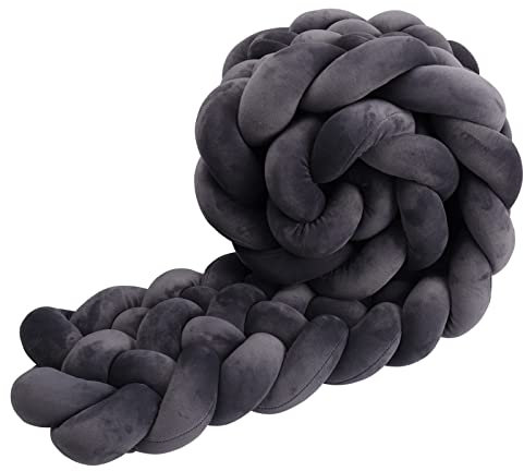 IIQI® Bettschlange Weich 20-22cm Breite Geflochten, Handmade Kinderzimmer Kuschelkissen Dekokissen Breite 6-Stränge Geflochtenes Kissen für Home Deco (B58,300cm)