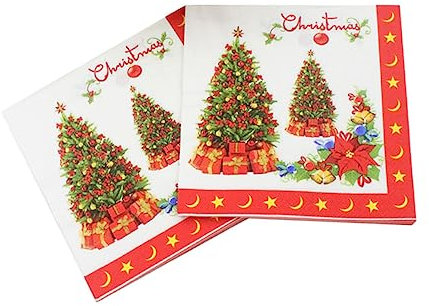 SOLUSTRE 20 Blätter Getränke Serviette Weihnachtsessen Dekoration Urlaub Servietten Dessertn Bedrucken Weihnachtsfeier Papier Weihnachtsbaum