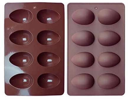 Moule à œufs en silicone à 8 cavités | Moule en silicone de qualité alimentaire en forme d'œuf de Pâques pour décoration de gâteaux, chocolat, bonbons, gelée, moule de cuisson pour muffins, pain