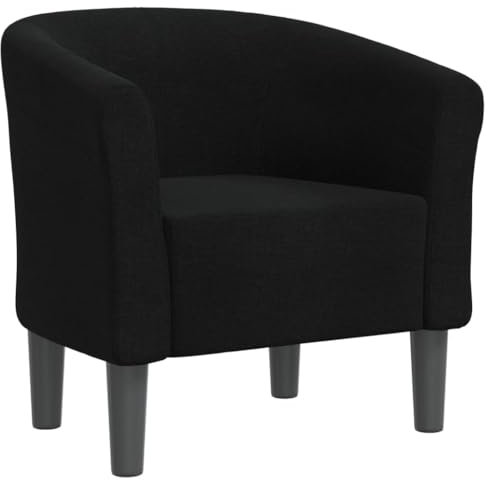 vidaXL Clubsessel, Sessel mit gepolstertem Sitz Armlehnen, Cocktailsessel mit Holzgestell, Loungesessel Relaxsessel Polstersessel, Schwarz Stoff