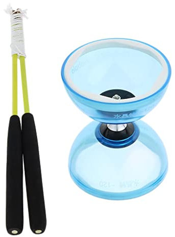 Mealoodiousmusea Jonglierspielzeuge Triple Bearing Diabolo 12 cm mit Handstäben & Schnur blau