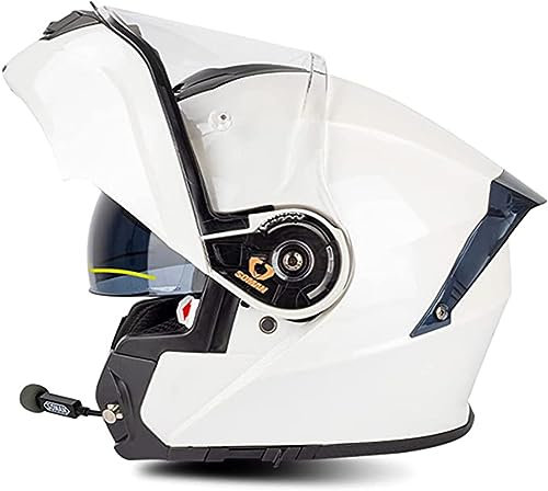 Klapphelm Mit Sonnenblende Bluetooth Helm Motorrad Klapphelm Motorradhelm ECE Zertifiziert Integralhelme Mit Doppelvisier Und Mikrofon Motorradhelm Klappbar Für Herren Damen C,M/(54~56cm)