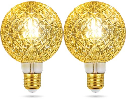 Ampoule Vintage E27 Dimmable LED Filament - Surface en Forme de Diamant, Lumière Douce 4W, Blanc Chaud 2700K 400LM, Edison Décorative, Lot de 2