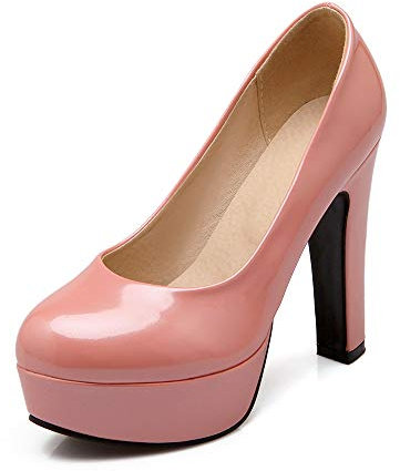 Escarpins tendance à bout rond pour femme - Talon super haut de 12 cm - Confortable - Marche facile - Plate-forme de 3 cm - Escarpins de soirée pour femme - Grande taille z99-10s, Rose, 47 EU