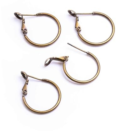 Creolen aus Messing in antik Bronzefarben 20 mm 4 Stück von Vintageparts zum Schmuck selber Machen Schmuckcreolen Ohrstecker Ohrhänger Ohrschmuck