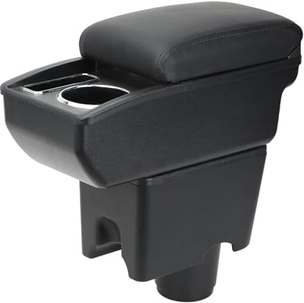 YJYWZH Armrest for VW up! 2009-2020 with Cup Holder,Phone Slot | with Cup Holder and Phone Slot, Dual-Layer Storage, Sliding Lid, Centre Console Armrest, PU Leather, Vehicle-Specific Base