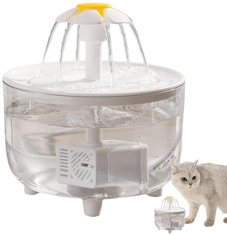 Cat Water Fountain, 1L Automatic Electric Flower Style Dispenser, Ultra Quiet Automatic Transparent Pet Water Dispenser, Auto Filter Cat Drinker, Healthy, Fresh and Hygienic Water Bowl for Kitten