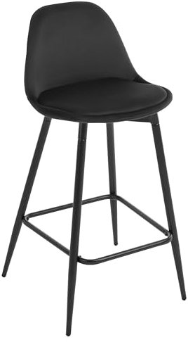 Klihome Breakfast Bar Stools with Back and Footrest for Kitchen Counters, Metal Frame, Velvet Seat, Black