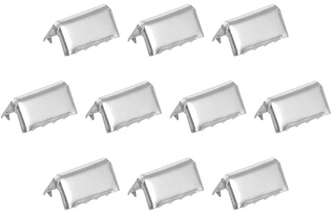 sourcing map 32Pcs Pinch Crimp Ends, 16mm Cord End Clasps Ribbon Crimp Ends Leather End Crimp End Fastener Rope Clip for Tag Belt Cotton Webbing DIY Making, Silver