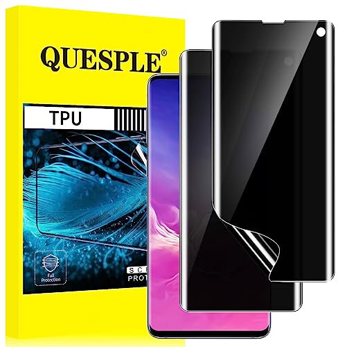 QUESPLE [2 Stück] Privacy Schutzfolie für Samsung Galaxy S10 5G, Anti-Kratzen, Anti Spähen, Fingerabdruck-ID Blasenfreie Weich TPU Displayschutzfolie für Samsung S10 Anti-Spy Folie