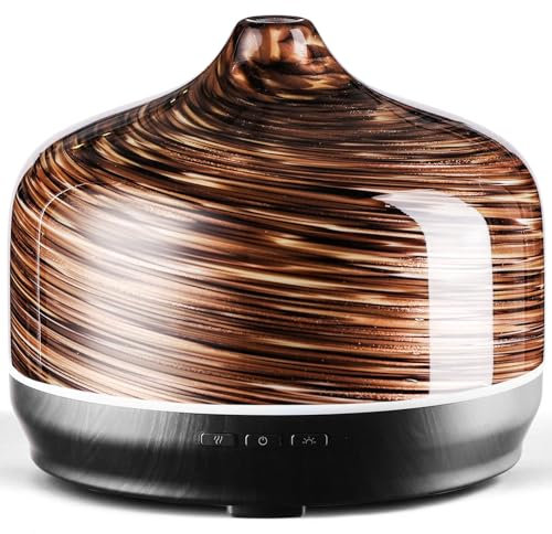 Porseme Essential Oil Diffuser Glass,500ml Scented Oil Diffuser Relaxing Aromatherapy,Quiet Ultrasonic Cool Mist Humidifier,Air Diffuser for 15-21 Running Hours,Auto-off Diffuser for Home(Dark Golden)